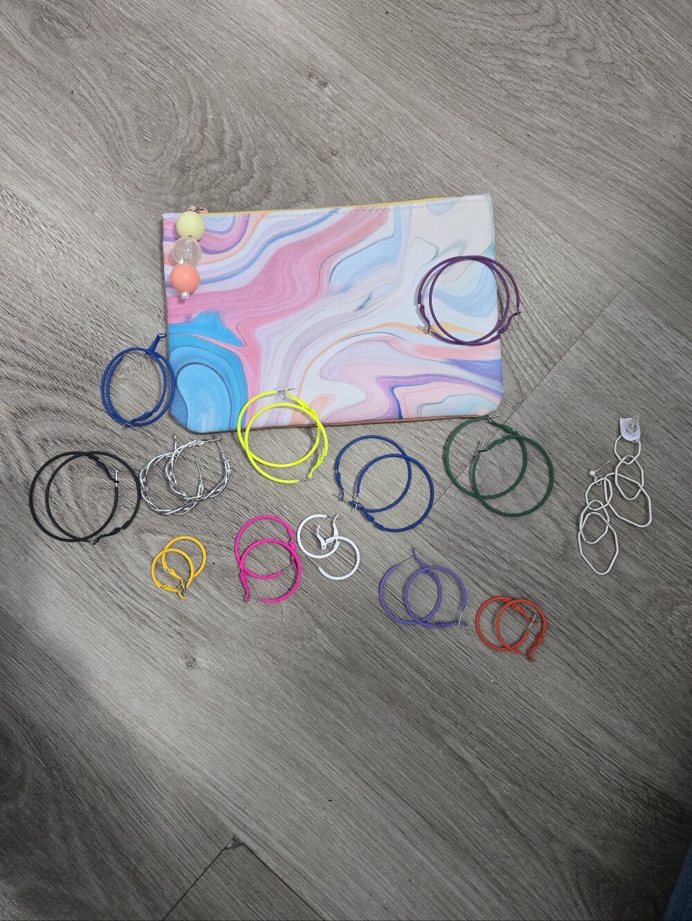 Colorful Hoop Earrings Set, Bonus Bag